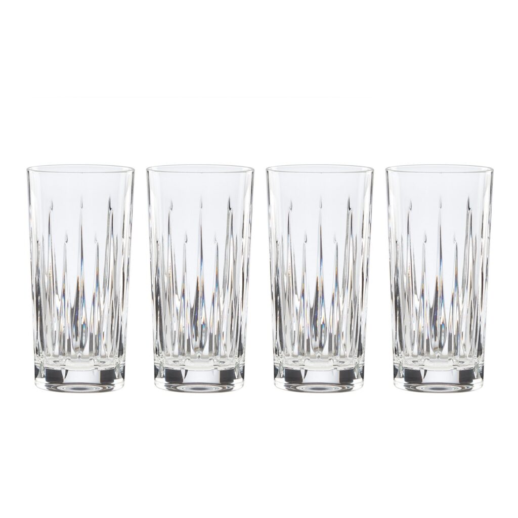 Radiating Cut Crystal Highball Glasses, Set of 4